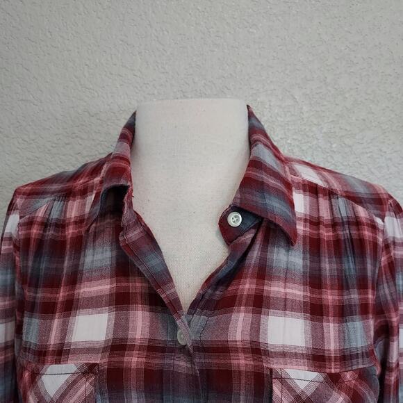 Lucky Brand Red Plaid Long Sleeve Button Down Size M - Picture 3 of 10